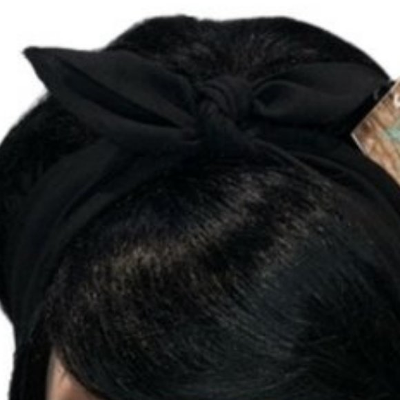 Solid Black Rockabilly Bandana Tie Headband - Picture 9 of 13